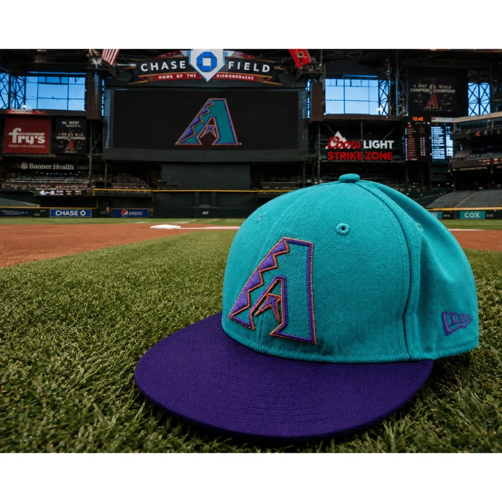 Arizona Diamondbacks New Era 59FIFTY Fitted Hat Retro Two Tone Teal Purple 7 3/8